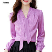 NAVIU elegáns női ing, új, 2023-as őszi temperamentum V nyakú csokornyakkendő sifon formális blúzok irodai női felsők fehér