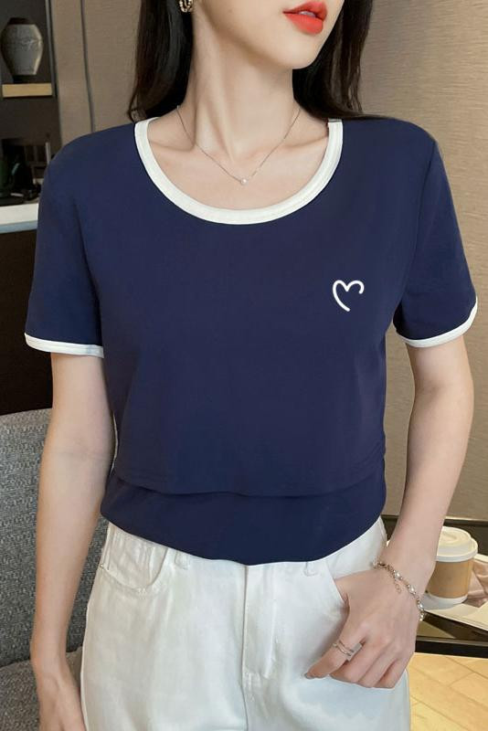 100% pamučne jednobojne osnovne majice za dojenje za trudnice Ljetne majice kratkih rukava za dojenje Y2k majice za trudnice za mlade