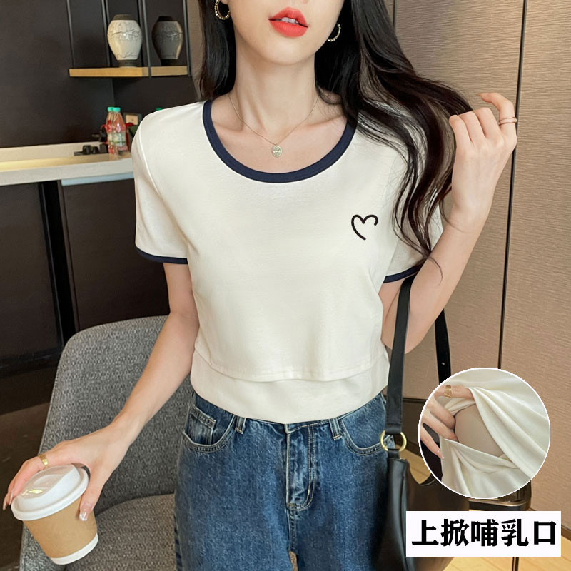 100% pamučne jednobojne osnovne majice za dojenje za trudnice Ljetne majice kratkih rukava za dojenje Y2k majice za trudnice za mlade