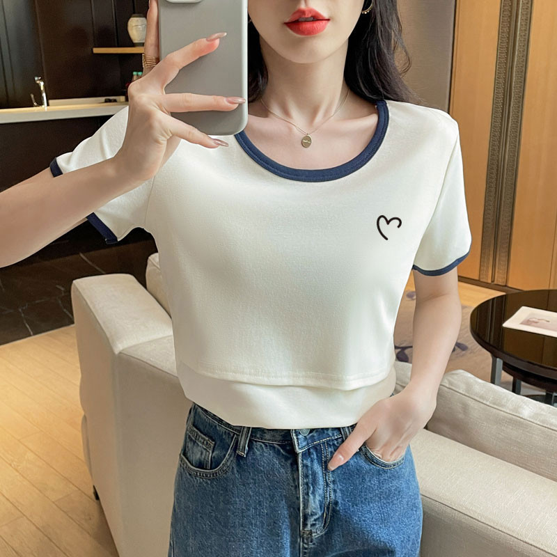 100% pamučne jednobojne osnovne majice za dojenje za trudnice Ljetne majice kratkih rukava za dojenje Y2k majice za trudnice za mlade