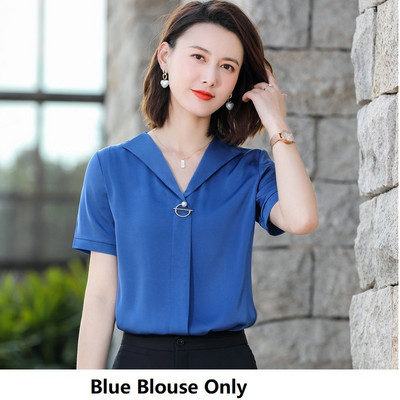 2021. gada vasaras biroja Sieviešu darba apģērbs Blūzes Sieviešu Topi Apģērbi OL Formāli Uniformas Dizaina Biznesa krekls sievietēm Liela izmēra 5XL
