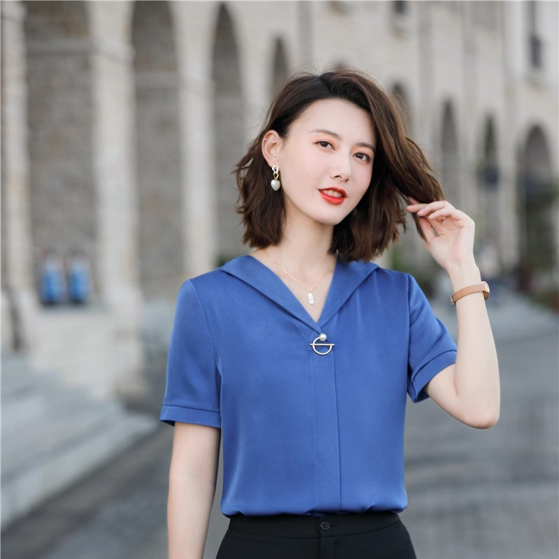 2021. gada vasaras biroja Sieviešu darba apģērbs Blūzes Sieviešu Topi Apģērbi OL Formāli Uniformas Dizaina Biznesa krekls sievietēm Liela izmēra 5XL