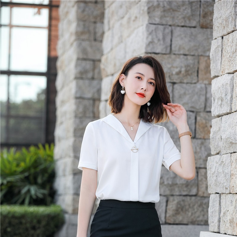 2021. gada vasaras biroja Sieviešu darba apģērbs Blūzes Sieviešu Topi Apģērbi OL Formāli Uniformas Dizaina Biznesa krekls sievietēm Liela izmēra 5XL