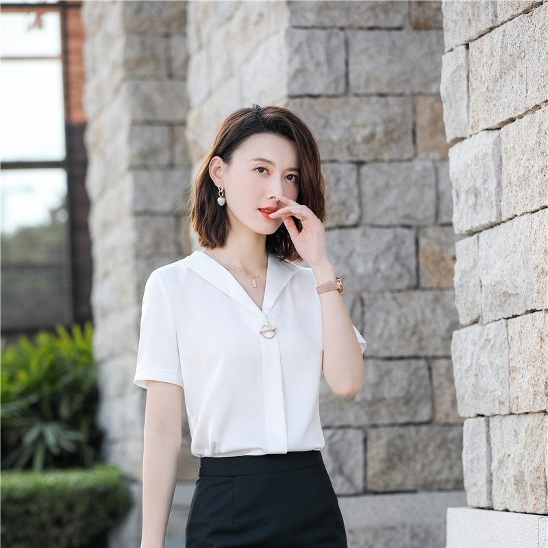 2021. gada vasaras biroja Sieviešu darba apģērbs Blūzes Sieviešu Topi Apģērbi OL Formāli Uniformas Dizaina Biznesa krekls sievietēm Liela izmēra 5XL