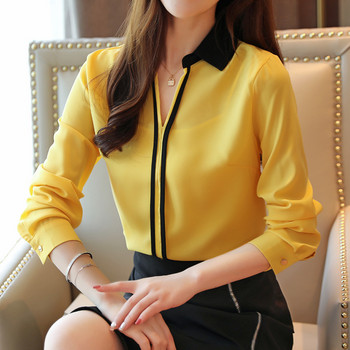 Blusas Mujer De Moda 2024 Блуза Дамски блузи Офис блуза с отложена яка за жени Риза от шифонена блуза с дълъг ръкав B865