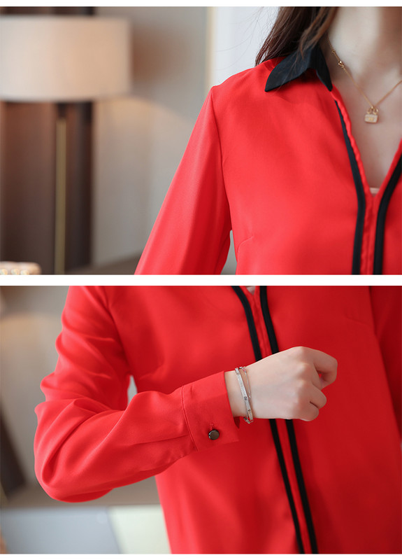 Blusas Mujer De Moda 2024. gada blūze sieviešu blūzes, nolaižama apkakle, biroja blūze sievietēm ar garām piedurknēm šifona blūzes krekls B865