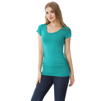 Καλοκαιρινό μπλουζάκι εγκύου Γυναικεία μπλουζάκια κοντομάνικο μεγάλου μεγέθους μονόχρωμο μαλακό ύφασμα ρεγιόν