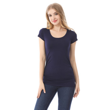 Καλοκαιρινό μπλουζάκι εγκύου Γυναικεία μπλουζάκια κοντομάνικο μεγάλου μεγέθους μονόχρωμο μαλακό ύφασμα ρεγιόν