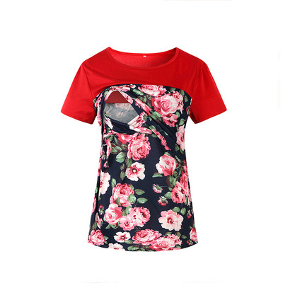 Grūtnieču kleita ar īsām piedurknēm T-krekls ar apdruku apaļš kakla