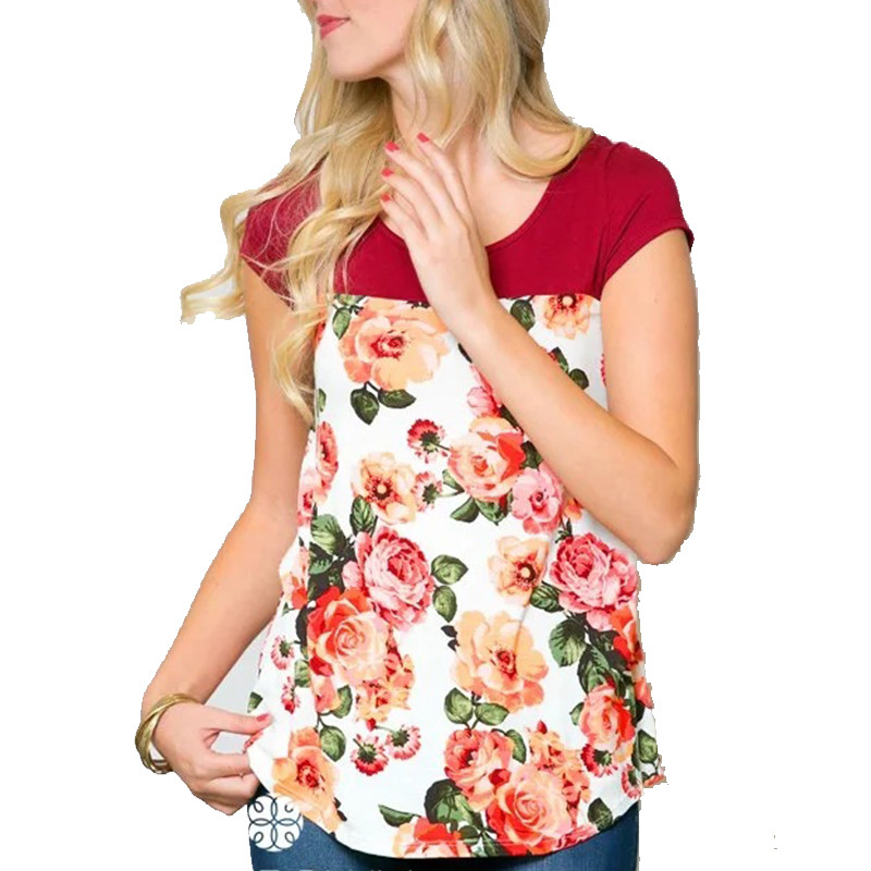 Grūtnieču kleita ar īsām piedurknēm T-krekls ar apdruku apaļš kakla