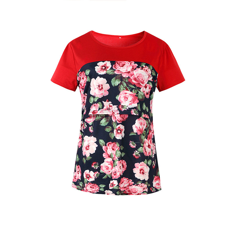 Grūtnieču kleita ar īsām piedurknēm T-krekls ar apdruku apaļš kakla