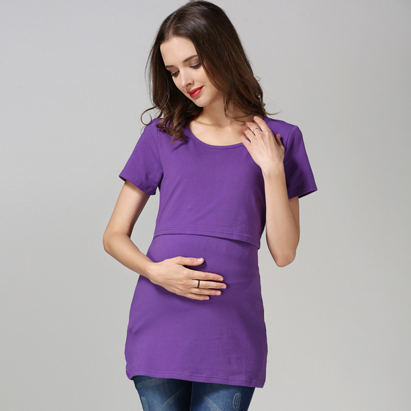 Nagy méretű, rövid ujjú kismama póló Szoptatási Ruhák Szoptatási Ruha póló Pamut Etető felsők Drop Shipping