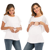 Tricou pentru alăptare pentru maternitate Tricou cu mânecă scurtă în modal cu două straturi pentru alăptare