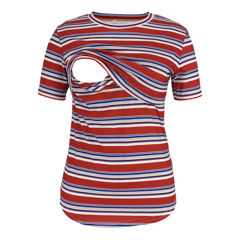 Nova odjeća za trudnice Ženske majice za trudnice kratkih rukava Ležerne prugaste majice za dojenje Majice kratkih rukava Majice za dojenje Trudnice