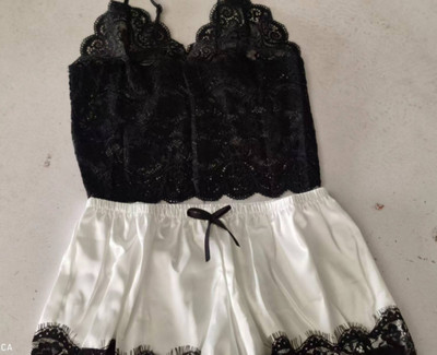 Lenjerie de noapte din mătase pentru femei Set de pijamale Lenjerie sexy Crop Topuri Pantaloni scurti Babydoll Lenjerie de noapte S/M/L/XL/2XL