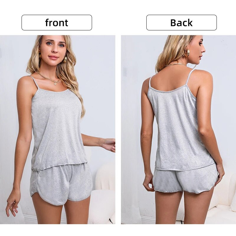 Női pizsama Hálóruha Pizsama szett Hálóingek Camisole Shorts Hálóruhák Rózsaszín Szürke XL XXL Nyári Sima Puha Alkalmi