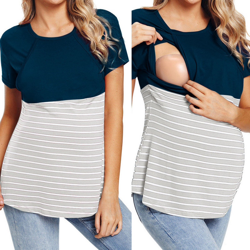 2022. aasta naiste rinnaga toitmise t-särgid, triibulised lühikeste varrukatega T-särgid, pluss S-2XL