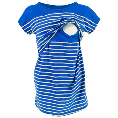 Naiste rasedatele mõeldud riided moetriibuline printimine nöörimine rinnaga toitmise rõivad rasedatele imetavatele naistele, suvine raseduse T-särk