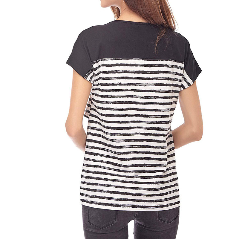 Naiste rasedatele mõeldud riided moetriibuline printimine nöörimine rinnaga toitmise rõivad rasedatele imetavatele naistele, suvine raseduse T-särk