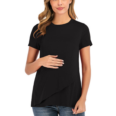 Naiste pluus Rasedad vabaaja Pehmed Imetamise Topid T-särk Suvine Lühikeste Varrukatega Rasedate riided Imetamine Imetamine