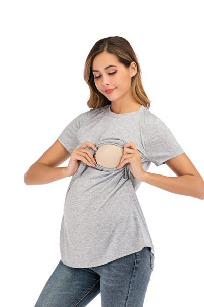 Naiste pluus Rasedad vabaaja Pehmed Imetamise Topid T-särk Suvine Lühikeste Varrukatega Rasedate riided Imetamine Imetamine