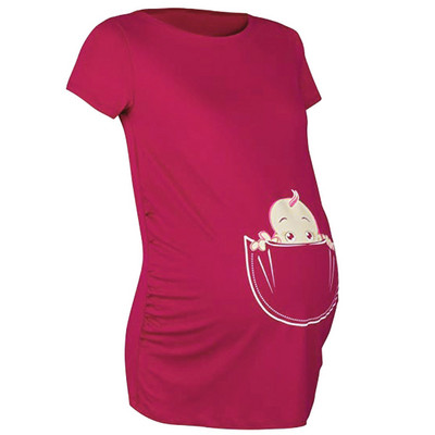 Maternity Premium Stretch grūtniecēm ar īsām piedurknēm cute baby print topi T-krekls grūtniecēm Drēbes smieklīgi top