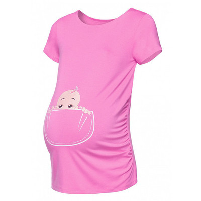 Maternity Premium Stretch grūtniecēm ar īsām piedurknēm cute baby print topi T-krekls grūtniecēm Drēbes smieklīgi top