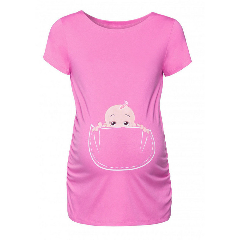 Maternity Premium Stretch grūtniecēm ar īsām piedurknēm cute baby print topi T-krekls grūtniecēm Drēbes smieklīgi top