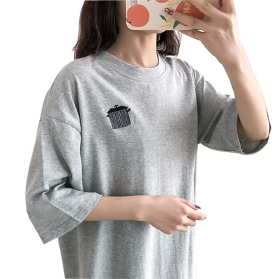 Tricou cu mânecă scurtă, cu mânecă scurtă, cu broderie de culoare solidă, haine de alăptare, haine de sarcină 8500