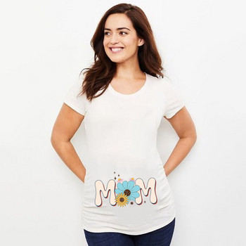 Comfy Stretchy MOM Graphic Print Μπλουζάκι εγκυμοσύνης Ανακοίνωση εγκυμοσύνης Μπλουζάκια με κοντομάνικο λαιμόκοψη καλοκαιρινά ρούχα