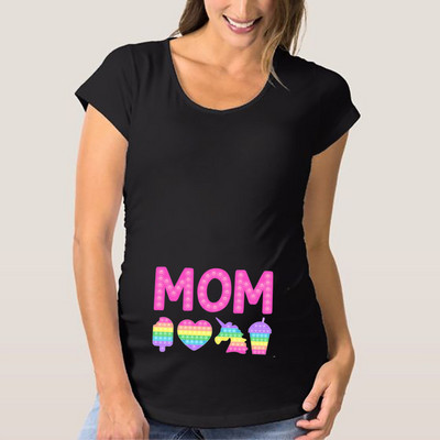 Comfy Stretchy MOM Graphic Print Μπλουζάκι εγκυμοσύνης Ανακοίνωση εγκυμοσύνης Μπλουζάκια με κοντομάνικο λαιμόκοψη καλοκαιρινά ρούχα