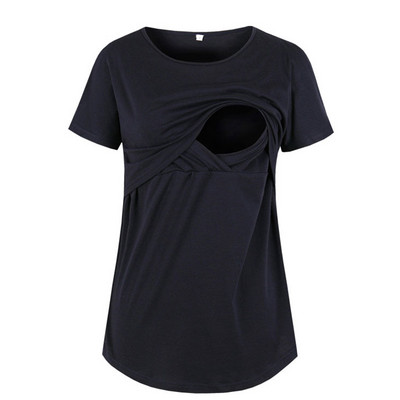 Vasaras jauni sieviešu apģērbi ar īsām piedurknēm tīras krāsas topi zīdīšanas laikā, barojot bērnu ar krūti, grūtnieču blūze grūtnieču apģērbi grūtniecēm, 2022