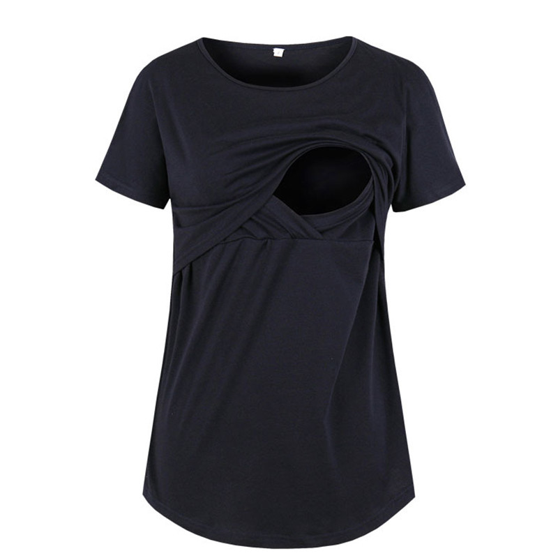 Vasaras jauni sieviešu apģērbi ar īsām piedurknēm tīras krāsas topi zīdīšanas laikā, barojot bērnu ar krūti, grūtnieču blūze grūtnieču apģērbi grūtniecēm, 2022