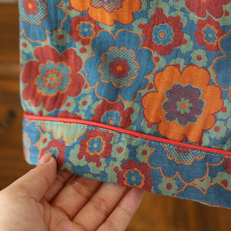 Vasaras vintage divpusējas dzijas žakarda pidžamas sievietēm Atloks ar īsām piedurknēm Šorti KOKVILNA Atpūtas apģērbs Retro lauku pidžamas