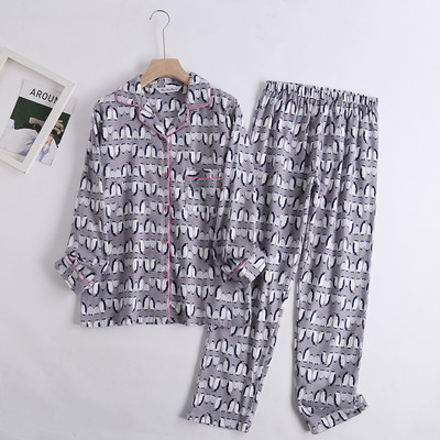 Costum de pijama cu pantaloni din flanel de bumbac pentru femei Îmbrăcăminte de casă imprimat largi de toamnă și iarnă Top cu mâneci lungi pantaloni de pijama Seturi de pijama