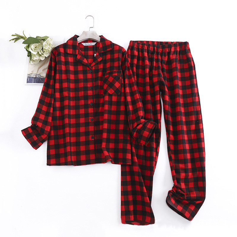 Costum de pijama cu pantaloni din flanel de bumbac pentru femei Îmbrăcăminte de casă imprimat largi de toamnă și iarnă Top cu mâneci lungi pantaloni de pijama Seturi de pijama