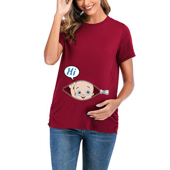 Νέο χαριτωμένο γυναικείο μπλουζάκι εγκυμοσύνης μακρυμάνικο ρούχα εγκυμοσύνης casual πλήρωμα λαιμόκοψη αστεία μωρά που κρυφοκοιτάζουν γυναίκες έγκυες μπλούζες