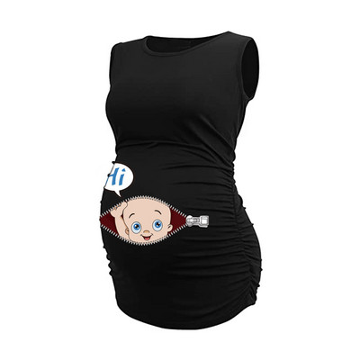 Jauns jauks sieviešu grūtnieču T-krekls ar garām piedurknēm grūtnieču apģērbi gadījuma rakstura apkakles apdrukai, smieklīgi mazuļu skatieni sievietēm grūtniecēm