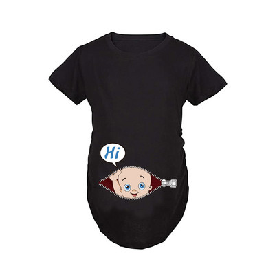 Jauns jauks sieviešu grūtnieču T-krekls ar garām piedurknēm grūtnieču apģērbi gadījuma rakstura apkakles apdrukai, smieklīgi mazuļu skatieni sievietēm grūtniecēm