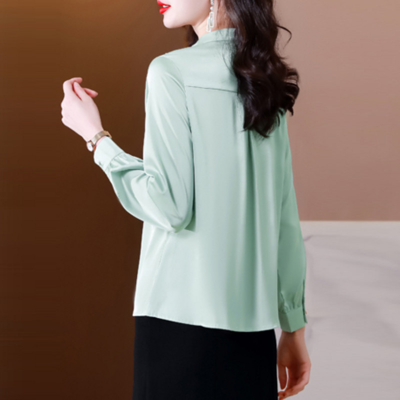 Női Ingek Hosszú ujjú Vintage Hímzés Szatén Irodai blúzok Női Ruhák Női Felsők és Blúzok Blusas Mujer De Moda 2023