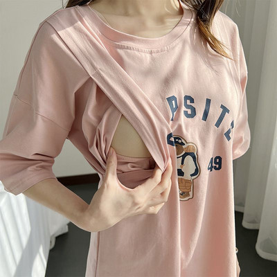 2024 Ljetna majica kratkih rukava za trudnice i dojilje Modni print Ženska odjeća za dojenje Majčine majice za trudnice