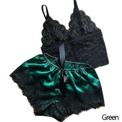 1 pizsama szett Női csipke hálóruha fehérnemű Crop felsők és rövidnadrágok Babydoll pizsama fehérnemű Hálóruha