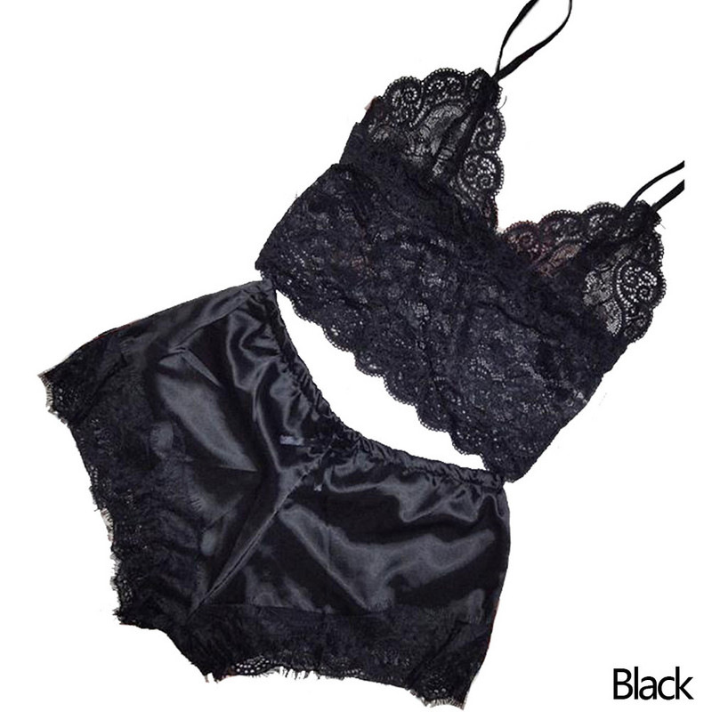 1 pizsama szett Női csipke hálóruha fehérnemű Crop felsők és rövidnadrágok Babydoll pizsama fehérnemű Hálóruha