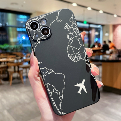 Planes World Map Travel Μαλακή θήκη τηλεφώνου για iPhone 15 11 13 12 Pro Max XS XR X 7 8 Plus SE2022 Κάλυμμα για iPhone 14 Pro Max Θήκες