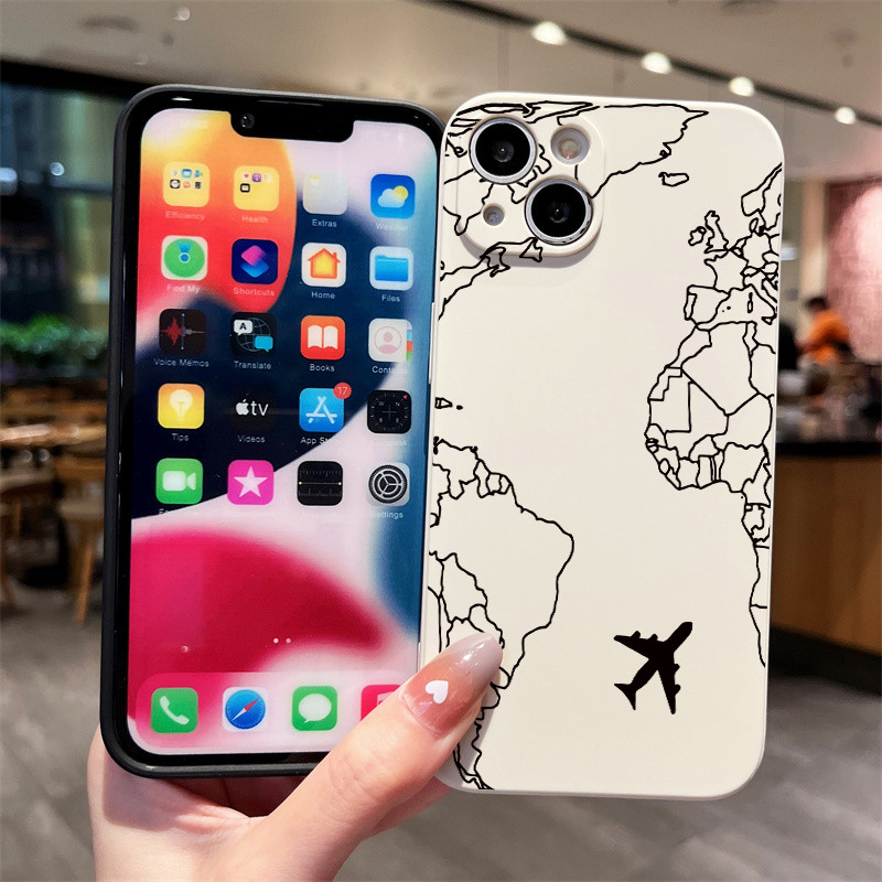 Planes World Map Travel Μαλακή θήκη τηλεφώνου για iPhone 15 11 13 12 Pro Max XS XR X 7 8 Plus SE2022 Κάλυμμα για iPhone 14 Pro Max Θήκες