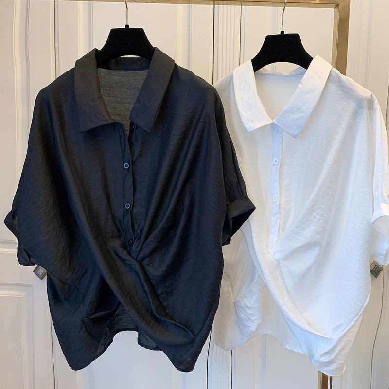 Elegantna nepravilna košulja za žensku ljetnu odjeću 2024. Novo korejsko izdanje Opuštena i mršava Svestrana temperamentna majica velikih veličina