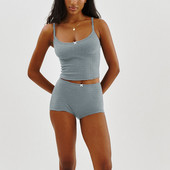 Combhasaki ženska dvodijelna odjeća s cvjetnim izdubljenim printom Y2K majica bez rukava skraćene majice bez rukava Komplet kratkih pidžama visokog struka