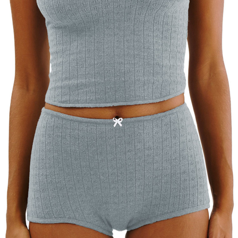 Combhasaki ženska dvodijelna odjeća s cvjetnim izdubljenim printom Y2K majica bez rukava skraćene majice bez rukava Komplet kratkih pidžama visokog struka