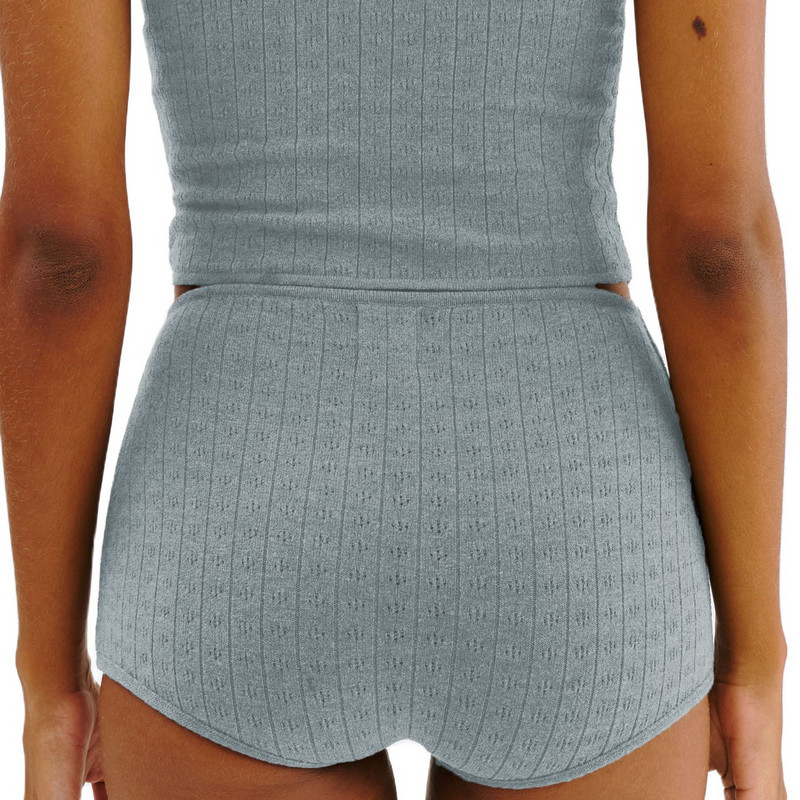 Combhasaki ženska dvodijelna odjeća s cvjetnim izdubljenim printom Y2K majica bez rukava skraćene majice bez rukava Komplet kratkih pidžama visokog struka