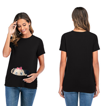 Γυναικεία μπλουζάκια εγκυμοσύνης Top Baby print Μπλουζάκι εγκυμοσύνης Μπλούζα με λαιμόκοψη Casual Mama Love Top Clothes